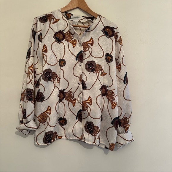 Vintage Martinique Brocade Patterned Buttondown Blouse - Picture 1 of 3